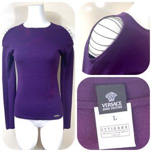 Auc Versace Chained Cold shoulder knit top/sweater